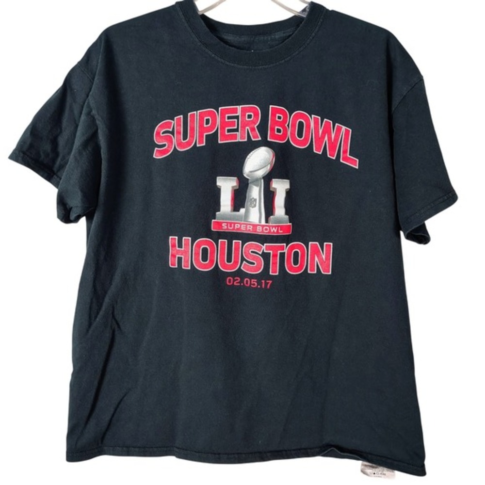 Majestic Super Bowl LI Houston 2017 NFL Black Graphic‎ T-Shirt Mens Large 2952X